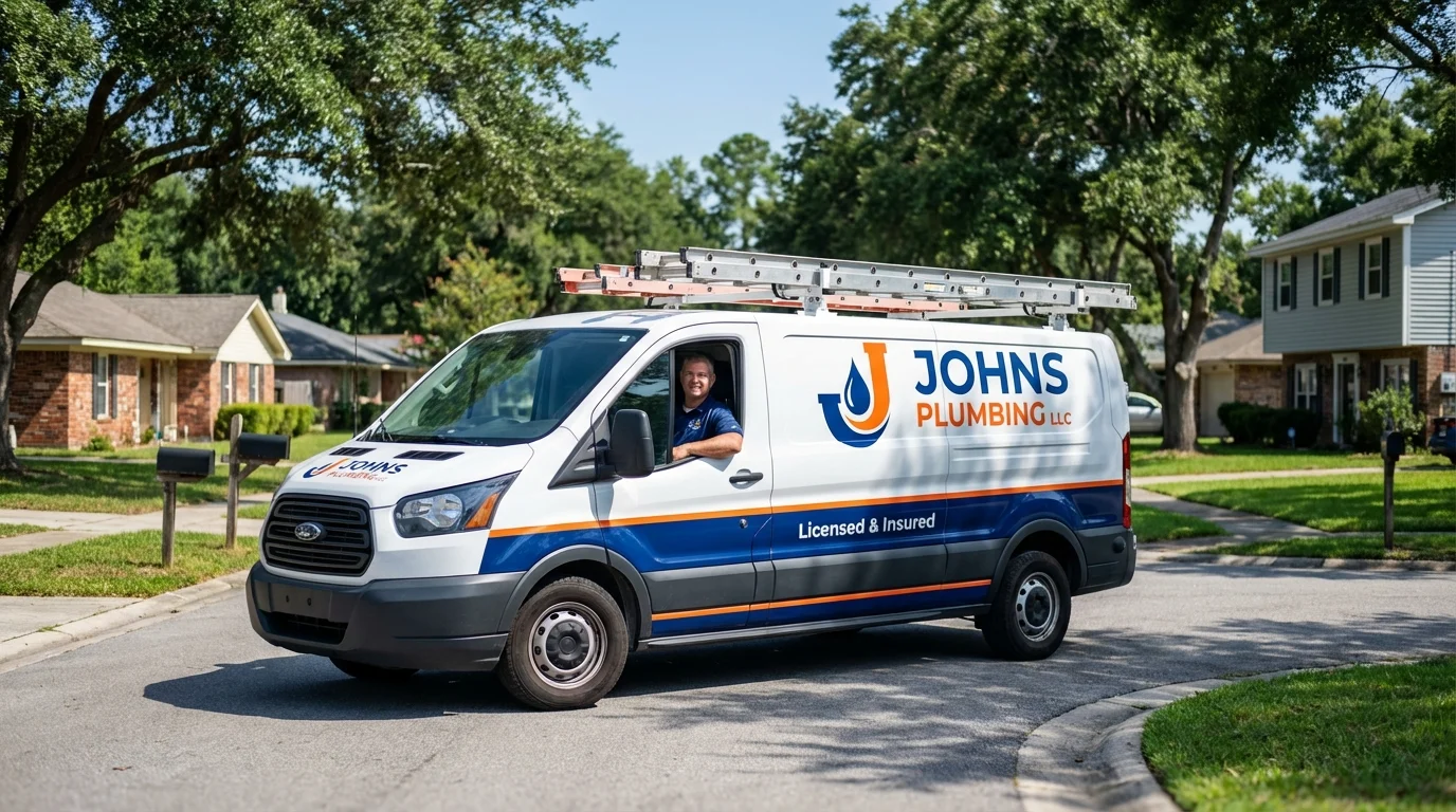 Johns Plumbing LLC service van in Jourdanton, TX