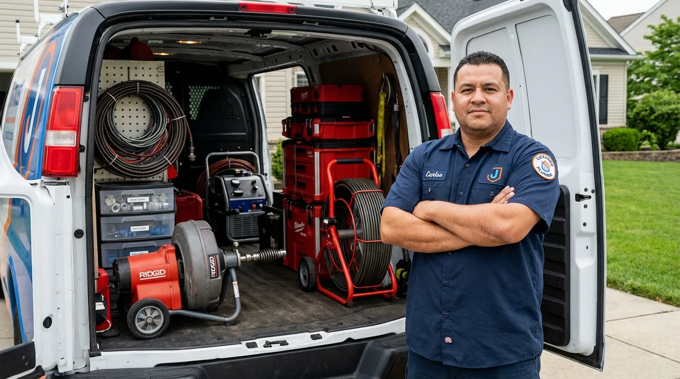 Professional drain cleaning equipment and Johns Plumbing LLC plumber in Jourdanton