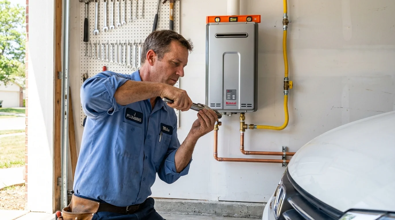 Tankless water heater installation by a Johns Plumbing LLC plumber in Jourdanton